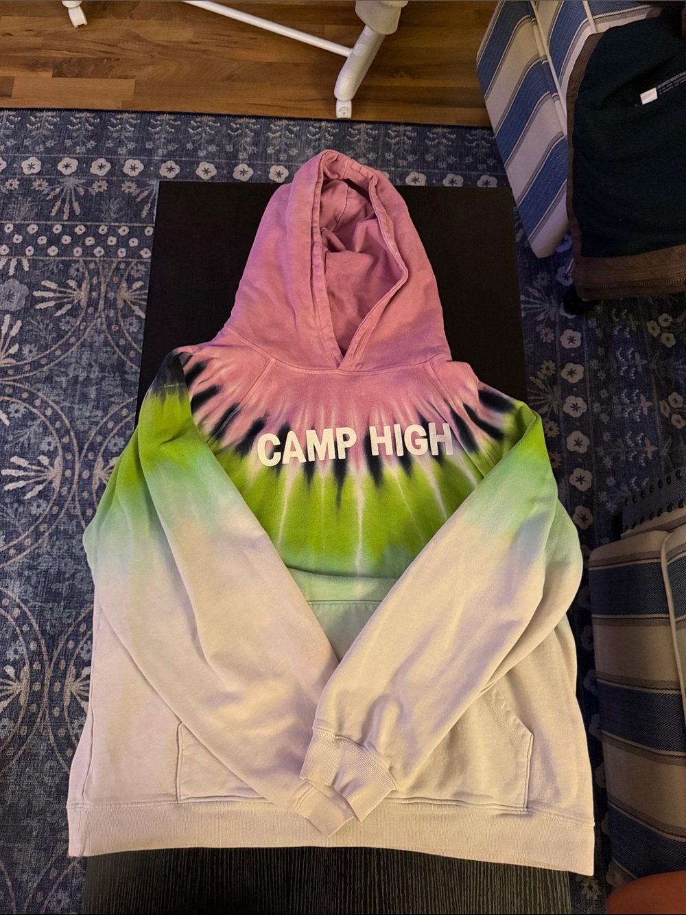 Camp High Hand Dyed Tie-Dye Hoodie in Pink & Green